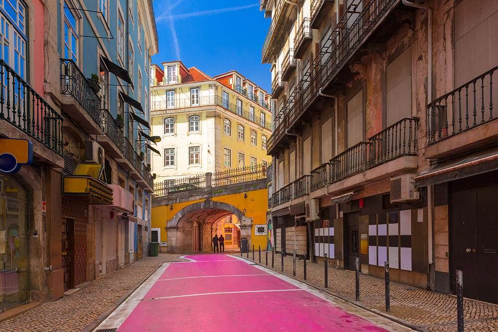 Cais do Sodre and Pink Street in Lisbon