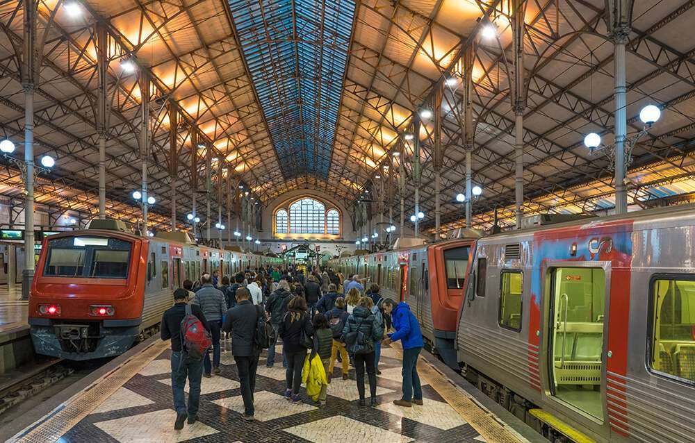 Inside Rossio Train Station in Lisbon